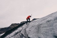 Free person on mountain with rock climbing hammers image, public domain CC0 photo.