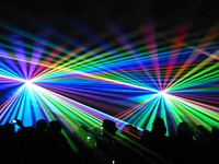 Concert lights beaming on audience, free public domain CC0 photo