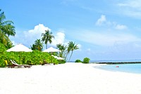 Tropical beach, relaxing, summer scenery photo, free public domain CC0 image.