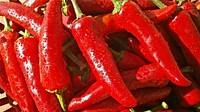 Free closeup on fresh red chilies image, public domain food CC0 photo