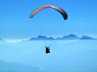 Free parachuting in the sky with beautiful view image, public domain CC0 photo.
