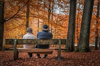 Free couple enjoying Autumn nature image, public domain CC0 photo.