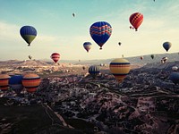 Free colorful hot air balloon image, public domain travel CC0 photo.