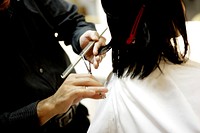 Free woman getting haircut photo, public domain human CC0 image.