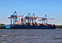 Free container ship port image, public domain CC0 photo.