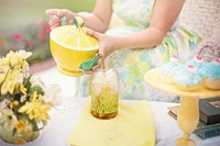 Woman poring tea image, free public domain beverage CC0 photo.