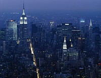 Panoramic urban city night view photo , free public domain CC0 image.