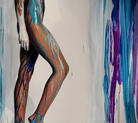 Free woman covered in paint image, public domain art CC0 photo.