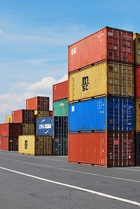 Free stacked shipping container image, public domain shipping CC0 photo.