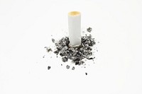 Free cigarette butt with ashes on white background public domain CC0 photo