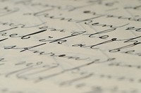 Free cursive note closeup image, public domain calligraphy CC0 photo.