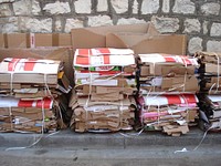 Free pile of cardboard boxes for recycling image, public domain CC0 photo.