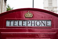 Free close up of red telephone box image, public domain CC0 photo.