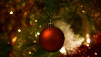 Free red glass ball, Christmas ornament image, public domain holiday CC0 photo.