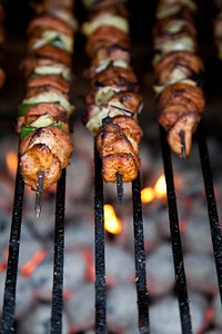 Free barbecue skewers image, public domain food CC0 photo.