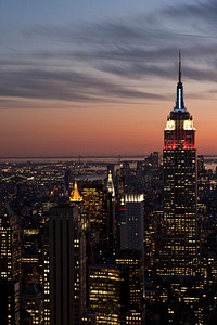 Free New York cityscape during night image, public domain building CC0 photo.