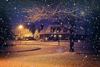 Free Christmas town image, public domain winter CC0 photo.