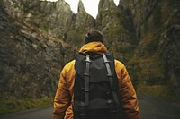 Free person hiking on mountain photo, public domain nature CC0 image.