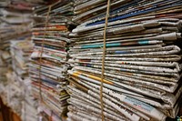 Free newspaper stack photo, public domain paper CC0 image.