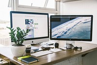 Apple MacMini with aesthetic workspace with multi-screens, location unknown, 30 December 2016.