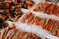 Free prawns in the market image, public domain food CC0 photo.