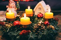 Free Christmas candles image, public domain holiday CC0 photo.