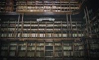 Free big open, multiple level library full of books photo, public domain CC0 image.