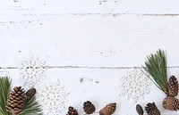 Free pine cone, snowflake, Christmas theme, abies public domain CC0 photo.