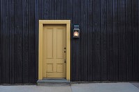 Free yellow door house image, public domain design CC0 photo.