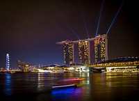 Free Marina Bay Sands at night public domain CC0 photo.