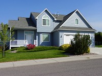 Free blue house image, public domain shelter CC0 photo.