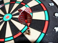 Free dart board closeup photo, public domain game CC0 image.