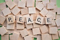 Free peace, wood blocks photo, public domain toy CC0 image.