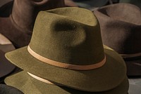 Free green felt hats image, public domain fashion CC0 photo.