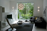 Free modern living room black and white theme interior design public domain CC0 photo.