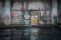 Free graffiti on abandoned building image, public domain CC0 photo.
