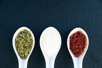 Free spices in spoon image, public domain ingredients CC0 photo.