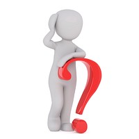 Figure holding question mark, free public domain CC0 image.