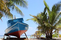 Free wooden boat park on the beach image, public domain CC0 photo.