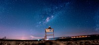 Galaxy starry night sky countryside, free public domain CC0 photo.