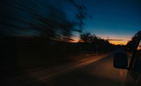 Highway, freeway road in sunset photo, free public domain CC0 image.