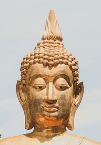 Buddha head statue close up, free public domain CC0 photo.