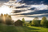 Free wooden cabin image, public domain landscape CC0 photo.