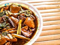 Free gravy pork curry, adobo, cuisine photo, public domain food CC0 image.