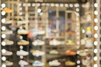 Free blurred shoe shop image, public domain shopping CC0 photo.