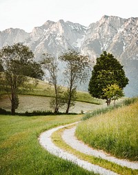 Free picturesque walk to the mountain image, public domain nature CC0 photo.