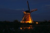 Free windmill at night image, public domain energy CC0 photo.