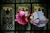 Free children reading the quran image, public domain religion CC0 photo.