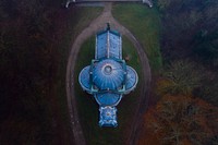 Free deserted church top view photo, public domain architecture CC0 image.