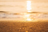 Golden hours on the beach, free public domain CC0 photo.